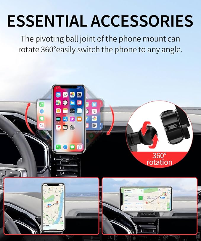 Car Phone Holder for 2022-2026 Chevrolet Silverado 1500/2024-2026 Silverado 2500HD/2023-2025 GMC Sierra 1500 2500HD Accessories 13.4-inch Screen Fixed Clip, 360° Rotation