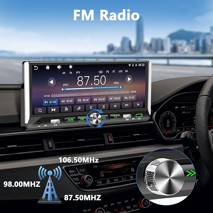 Single Din Car Stereo with Wireless Apple Carplay Android Auto, Car Stereo with 6.9'' Touchscreen Radio,Car Bluetooth Radio,Type-C/Dual USB with Backup Camera,Car MP5