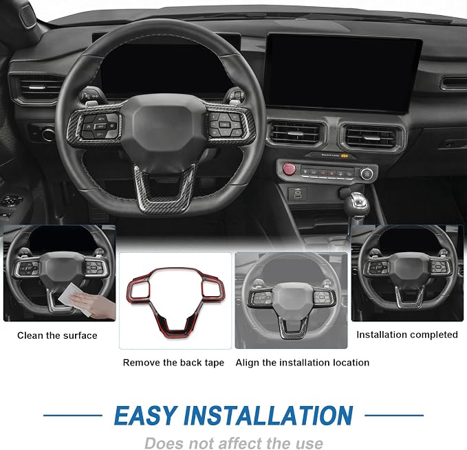 Carbon Fiber Steering Wheel Cover Compatible with Ford Mustang 2024 2025