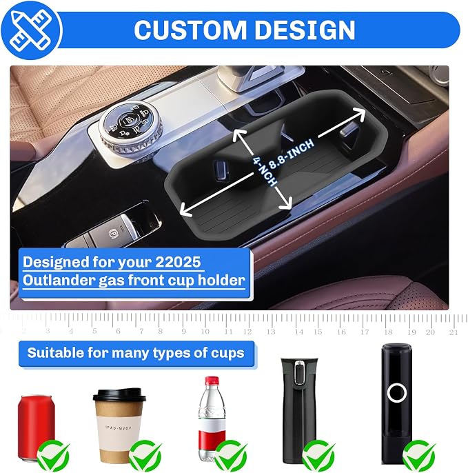 SXCY 3PCS for 2025 2026 Mitsubishi Outlander [Gas] Console Organizer+Cupholder+Charging Mat for 2025 2026 Mitsubishi Outlander Accessories 2026 Outlander Console Organizer Armrest Tray [Not for Sport]