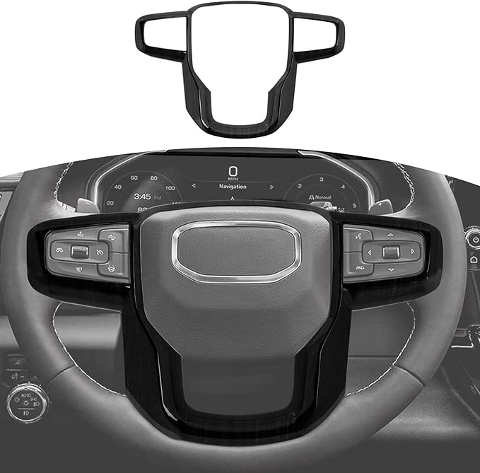 for Sierra Steering Wheel Panel Trim Sticker for GMC Sierra 2019 2020 2021 2022 2023 2024-Present Black Wood Grain Interior Accessories 1pc