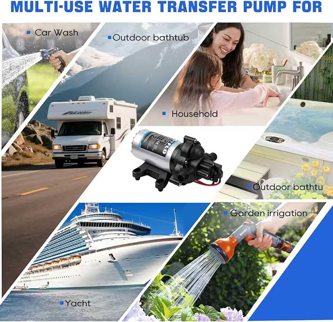 Upgraded Rv Water Pump 2088-554-144/2088-403-144 Diaphragm Pump,12 V 45 PSI RV Water Pump,3.5 Gallons Per Minute Fresh Water Pump with 1/2MNPT Connection for RV Marine Yacht