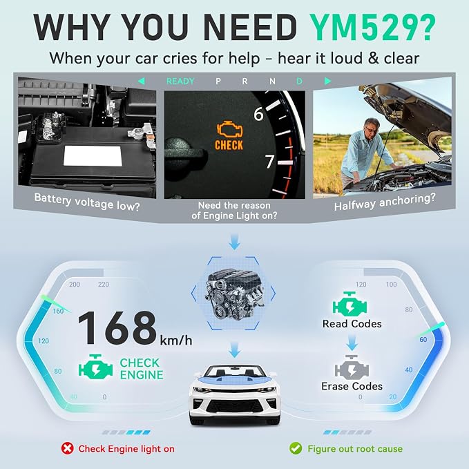 AMTIFO OBD2 Scanner Bluetooth Diagnostic Tool - iOS/Android Compatible, Real-Time Data, Battery Tester, Plug and Play, Emissions Readiness for Car Owners & Mechanics(Army Green)