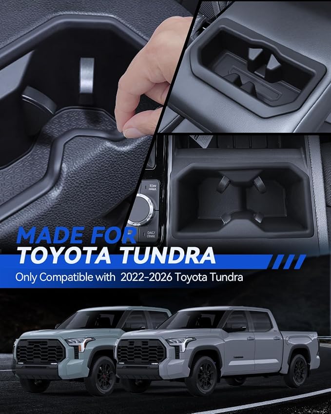 for Tundra 3 Pcs Cup Holder 2022-2026 Tundra(SR/SR5/Limited/TRD Pro) Accessories Control Cupholder Insert Durable
