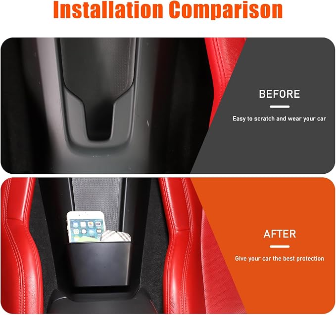 Center Console Organizer Armrest Seat Storage Compatible with Corvette C8 2020-2025-2026 Between Seat Rear Waterfall Phone Charger Cover Insert Organizer Pocket Tray Box Accessories (1PC)