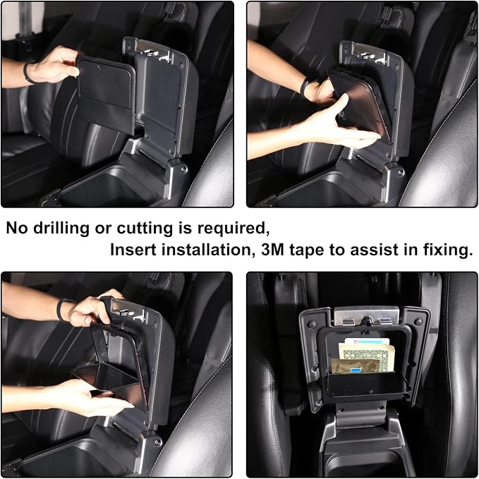 Car Armrest Hidden Storage Box Compatible with Land Rover Discovery 4 LR4 2010-2016 Center Console Handrail Privacy Organizer Tray Armrest Storage Box Container Insert Pallet Manager Inter Accessories