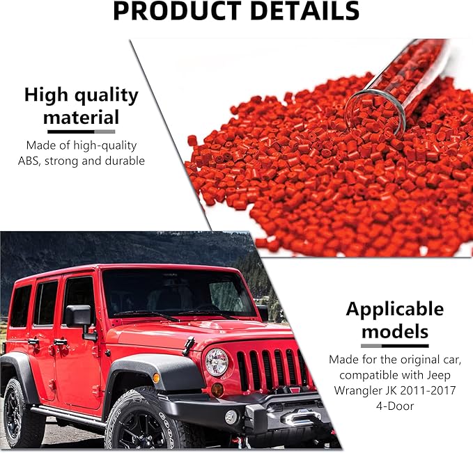 RAZPOY JK 18PCS Interior Trim Kit, Steering Wheel Trim & Gear Shift Cover Air Conditioning Vent Trim Compatible with 2011-2017 Jeep Wrangler JK 4-Door, Red