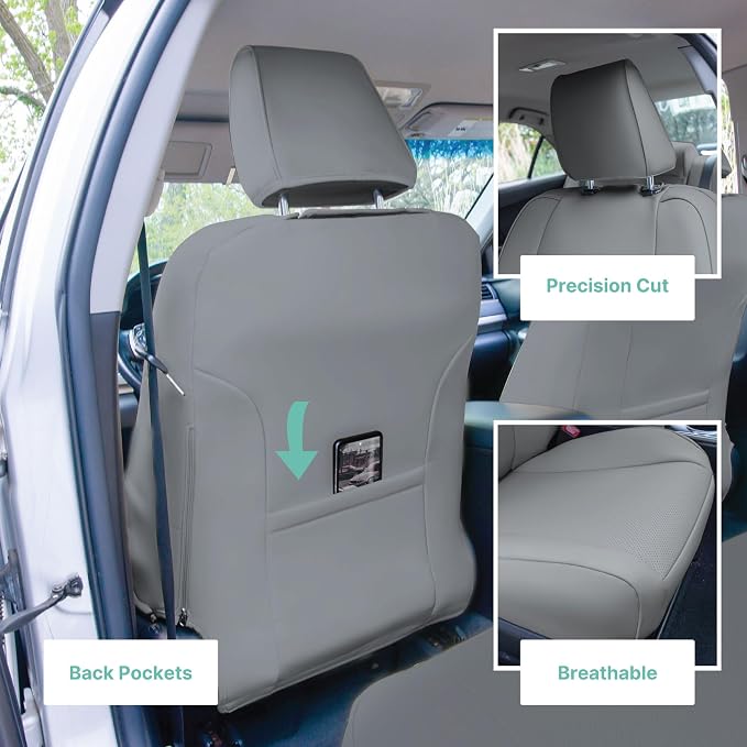 FH Group Custom Fit Seat Covers Specifically Made for 2012-2017 Toyota Camry LE | SE | XSE | XLE - Faux Leather, Waterproof Car Seat Cover, Front Set Solid Gray