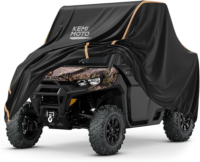 Kemimoto UTV Cover, All-Weather Protection UTV Cover Two Seater Compatible with Can Am Defender Polaris Ranger General Commander Rhino Pioneer Kawasaki Mule Teryx 2-3 Seaters 130" x 73" x 58"