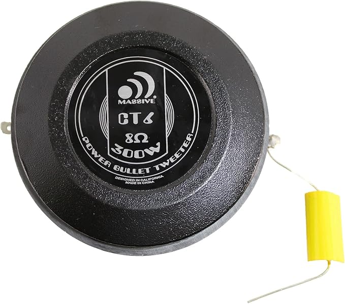 Massive Audio CT6 Power Bullet Tweeter | 25mm Aluminum Diaphragm | 4 Ohm | 120W RMS / 200W Peak | High Output Car Audio Tweeters Pair