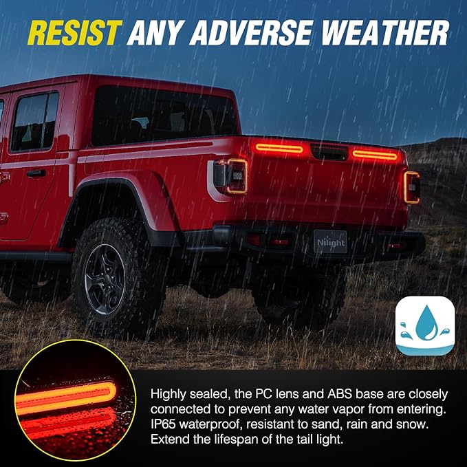 Nilight Trailer Tail Light Bar with 3-in-1 Running Stop Turn Signals Brake Lights 2 Pack 9 Inch 100 LED Red & Amber Sequential Strip for Trailers RV Truck Boat Pickup SUV