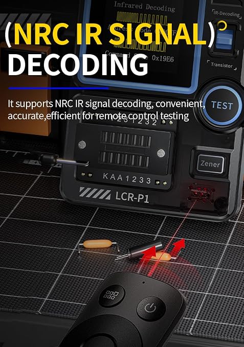 FNRSI LCR-P1 Transistor Meter Multifunctional Capacitor Tester ESR Diode Triode NPN PNP MOSFET SMD NEC Infrared Decoding Anti-Burn