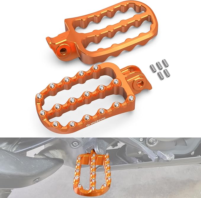 NICECNC Flat Foot Pegs Footpeg Compatible with 390 Adventure 2020 2021 2022 2023 2024, Foot Pedals, Anodization, CNC-machined, Orange