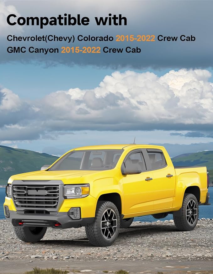 in-Channel Window Rain Guards Fit for Chevy Colorado/GMC Canyon 2015-2022 Crew Cab Extra Durable Window Deflectors Vent Visors Shades Car Accessories Visors Rain Guards -4 pcs