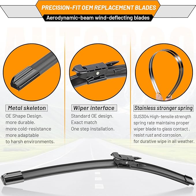AUTOBOO 28"+28" Windshield Wipers Replacement for 2013-2019 Ford Escape 2015-2023 Edge 2012-2018 Focus 13-19 Fusion-Original Factory Quality (Pack of 2)