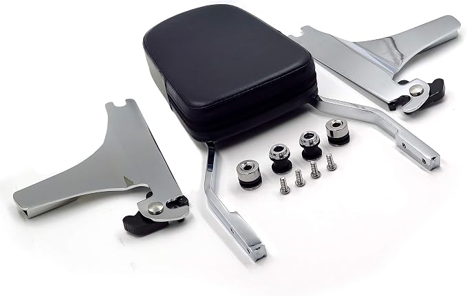 MT501-006+SS001-SA Quick Detachable Sissy Bar Passenger Backrest for H-D Softail, Bold Style, Silver Billet Aluminum