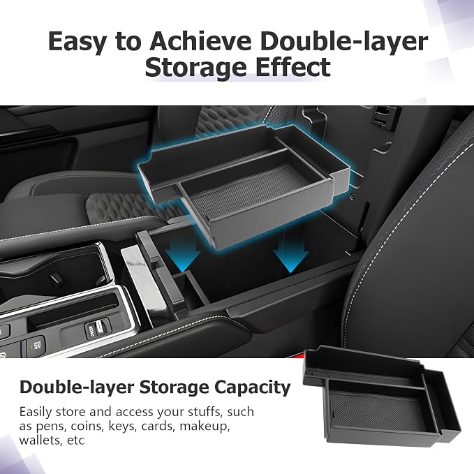LUWU 2025 2026 Pathfinder Center Console Organizer Compatible with 2022 2023 2024 2025 2026 Nissan Pathfinder SL/Platinum/Rock Creek Accessories Armrest Console Organizer Armrest Insert Tray Black