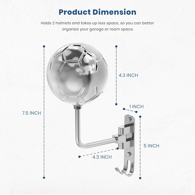 Helmet Hanger Wall Mount 180° Swivel Helmet Holder for Motorcycle Bike Racing Outerwear Sports Gear