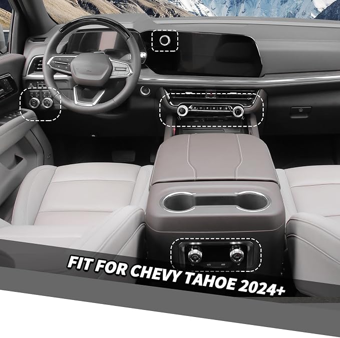 Jimen for Tahoe Center Console Knob Covers, 7PCS AC Air Conditioning Volume Control Button Headlight Switch Trim Ring Fit for Chevrolet Tahoe 2024-2025 (Silver)