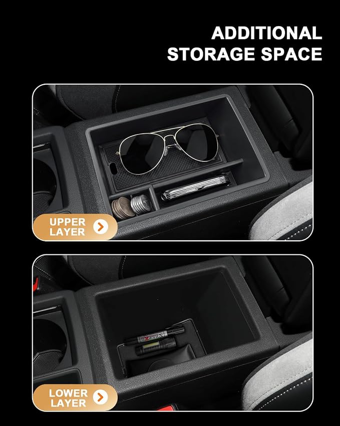 ECOZEN Center Console Organizer For 2019-2025 Audi Q3 F3 - Armrest Box Storage Tray Compatible with 2019-2025 Audi Q3 Accessories Armrest Organizer ABS