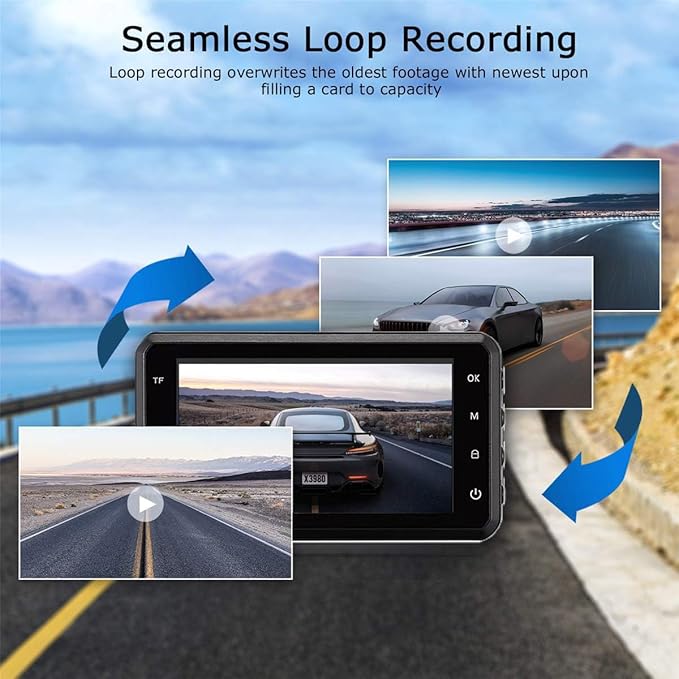Car on-Dash Mounted Cameras 1440P Full HD Car DVR Dashboard Camera Video Recorder in Car Camera Dashcam for Cars 170 Wide Angle WDR with 3.0" LCD Display Night Vision and G-Sensor H19-black