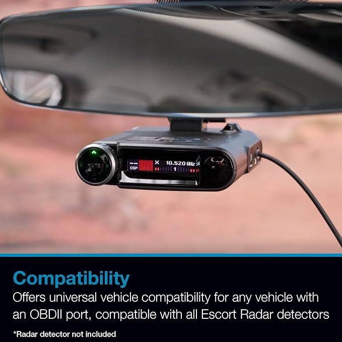 Escort Radar Detector Power Cord, OBDII to RJ11 Cable Radar Detectors: MAX 360, MAX 360c, IX, IXc, 9500 IX, MAX II, MAX 3, MAX 4, MAX 360c MKII, MAX 360 MKII, MAXcam 360c, and Redline 360c