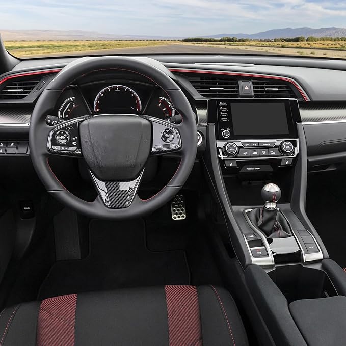Carbon Fiber Steering Wheel Cover Compatible with Honda Civic 10th Gen 2016-2021