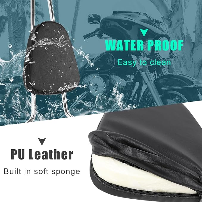 AUFER Detachable Rear Passenger Backrest Sissy Bar With Back Rest Cushion Pad Compatible With For Harley Touring Road King Street Glide Electra Glide Road Glide FLHR FLHX FLHT FLTR 1997-2008