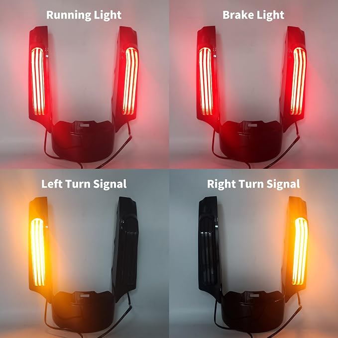 Rear Fender Fascia Extension with LED Running Brake Turn Signal Light Set Fit For Harley Touring Electrac Glide Road King Road Glide Street Glide 2014-2024 (Amber Lens)