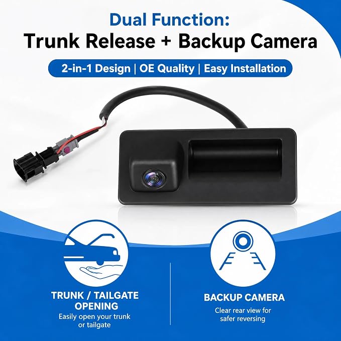 No. 5N0827566AA Rear View Backup Reverse Parking Camera/Rear View Camera | Compatible with Audi Fits For A4 A5 A6 A7 Q3 Q5 RS5 RS7 S4 S5 S6 S7 Q5 SQ5 2008-2018 Tailgate Release Switch with Camera Case