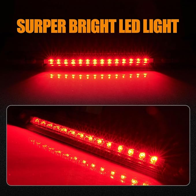 Third 3rd Brake Light LED for 1998-2007 Toyota Land Cruiser, High Mount Rear Brake Lights Assembly for 98-07 Toyota Land Cruiser without Spoiler, Waterproof Center Cab Lamp Stop Light (Red)