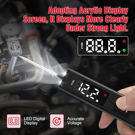 Power Circuit Probe Tester,OBDMONSTER V100 Circuit Tester, 0-80V DC Test Light Automotive Short Circuit Finder, Auto Electrical Circuit Tester, Car Fuse Tester, Automotive Tool（5 Meters）