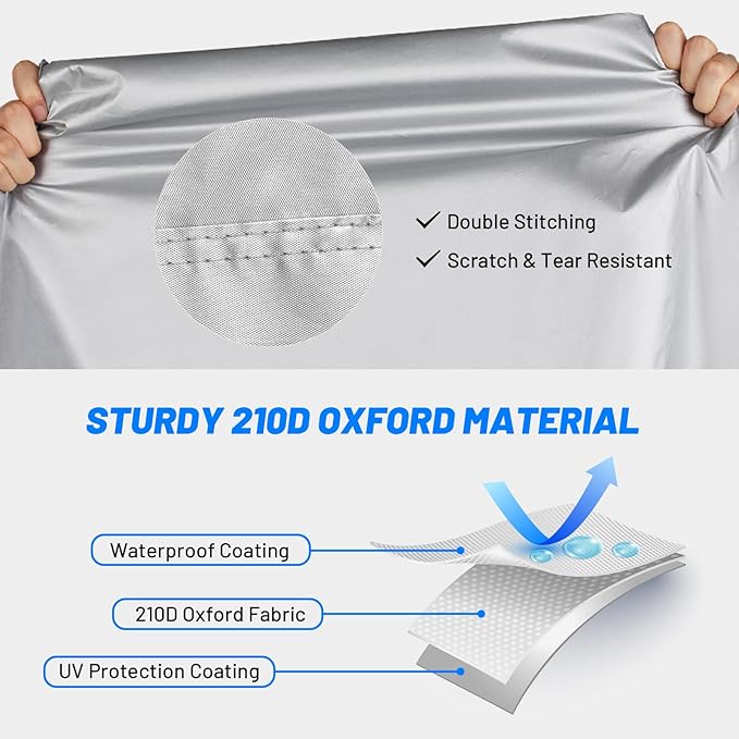 Favoto Bike Cover Waterproof Outdoor - Bicycle Cover Thicken Oxford Windproof Snow Rustproof with Lock Hole Storage Bag for Mountain Road City Beach Cruiser Bike, Silver