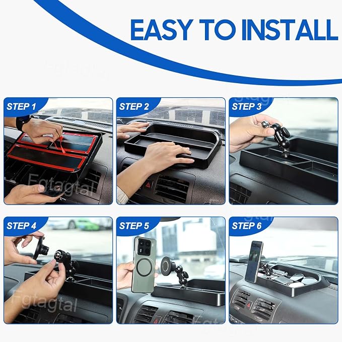 Center Console Multi-Mount Phone Holder Storage Box Compatible with Hummer H3 2005-2009 ABS Central Control Dashboard Storage Box Tray Organizer, Style E