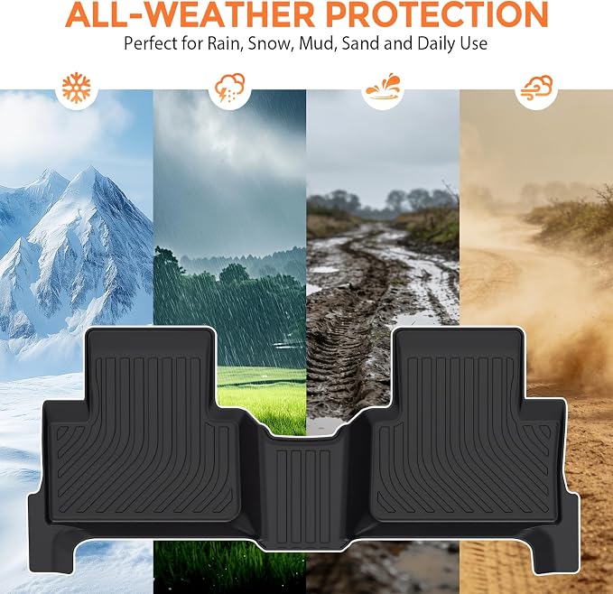 Floor Mats for Chevy Colorado Crew Cab 2015-2022 and for GMC Canyon Crew Cab 2015-2022 (Not for 2 Door or Extended Cab), Heavy Duty TPE All Weather Protection Waterproof Non-Slip (Two-Row Floor Mats)