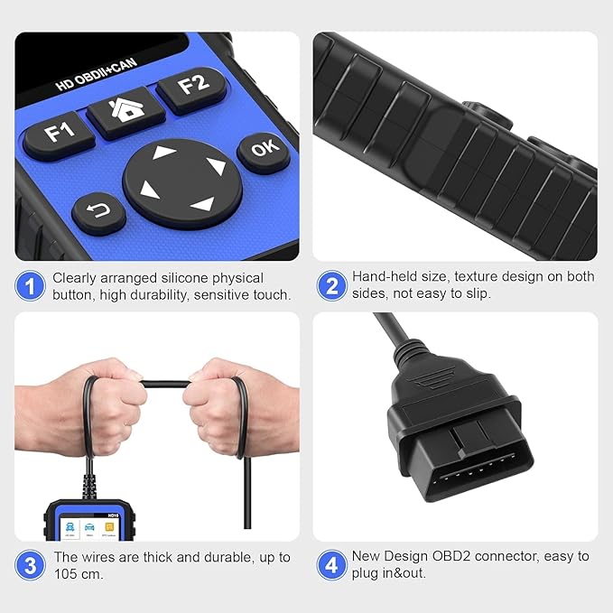 Heavy Duty Truck Scanner Full System Diesel Diagnostic Scan Tool HD OBD/EOBD/OBD2 Automotive Code Reader for Cars and Trucks OBDII+Heavy Duty 2 in 1 Code Reader