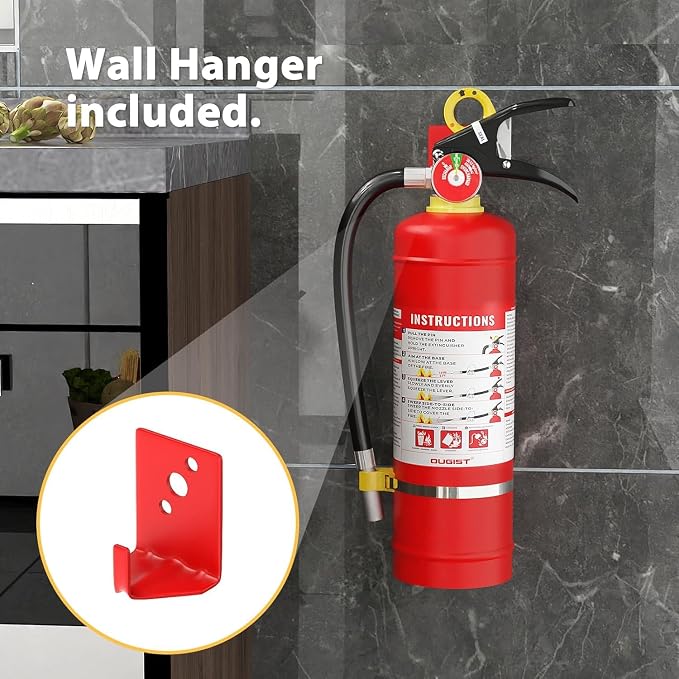 Ougist ABC Dry Chemical Fire Extinguisher, 5 lb – 2-A:10-B：C Rated for Home, Office & Vehicle, Quick Release, Easy-Grip Handle, Ideal for Electrical & Grease Fires, Model FF2KG 2Pack