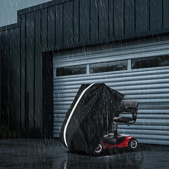 Upgraded Mobility Scooter Storage Cover, Heavy Duty 600D Oxford Fabric Electric Wheelchair Cover with Reflective Strips, L 49“ x W 23” x H 41", Use for Mobility Wheelchairs