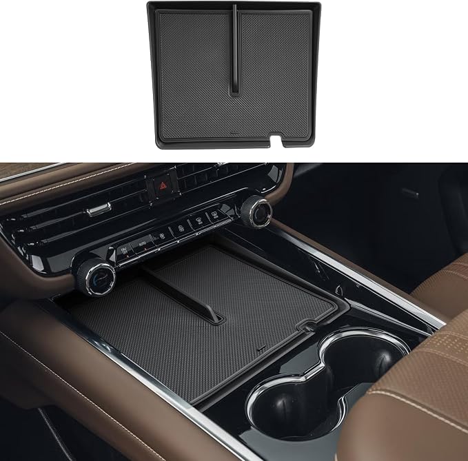ECOZEN Center Console Storage Tray For 2025-2026 Chevy Tahoe/Suburban - Middle Console Organizer Tray Under Screen Storage Pad Compatible with 2025-2026 Tahoe Suburban Accessories
