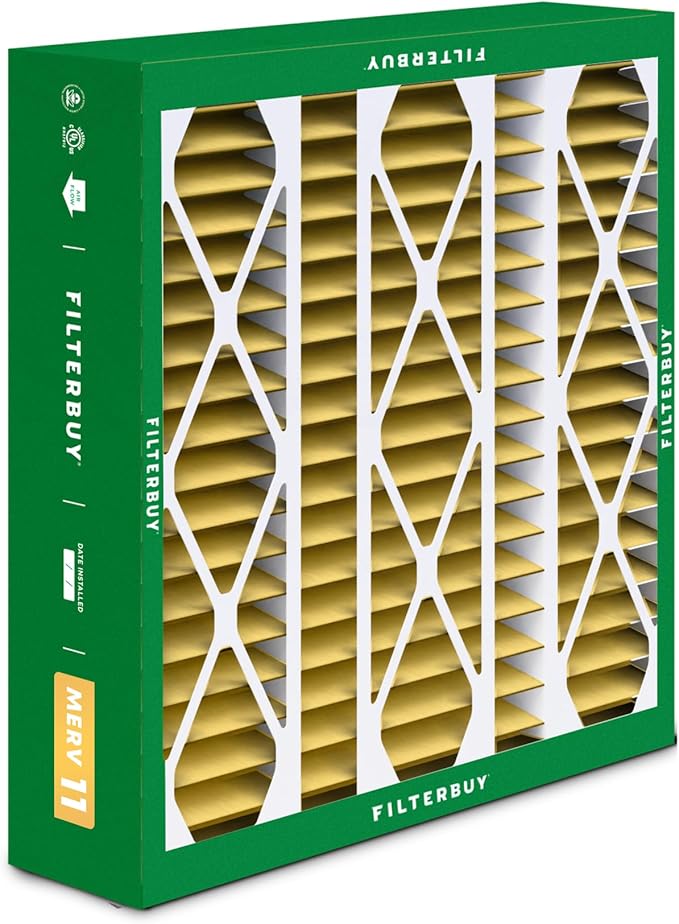 Filterbuy 20x25.25x3.5 Air Filter MERV 11 Superior Pet & Allergy Defense (1-Pack), Pleated HVAC AC Furnace Filters for AprilAire Space-Gard 102 & 2120 (Actual Size: 19.94 x 25.38 x 3.75)