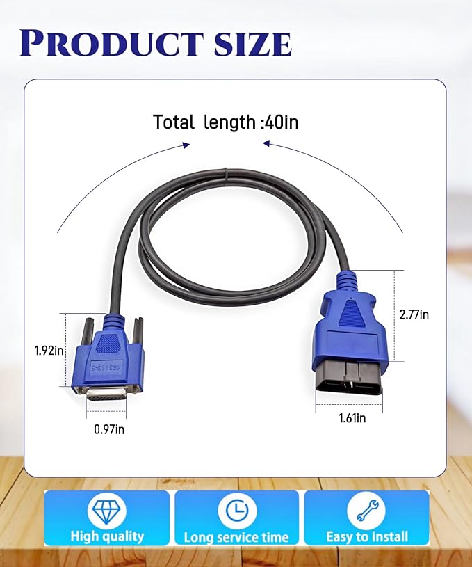 16 Pin OBD2 Cable Adapter Fits for Nexiq USB Link 2 & Nexiq USB Link 3 Fits for J1962 Vehicles Ford GM Dodge Mack Isuzu Hino ETC.