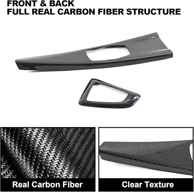 Real Carbon Fiber Center Console Trim Kit Compatible with 2012-2019 BMW 3 Series F30 F31 F34, 2014-2020 BMW 4 Series F32 F36, Gear Shift Panel & Multimedia Button Cover – Not Fit F33