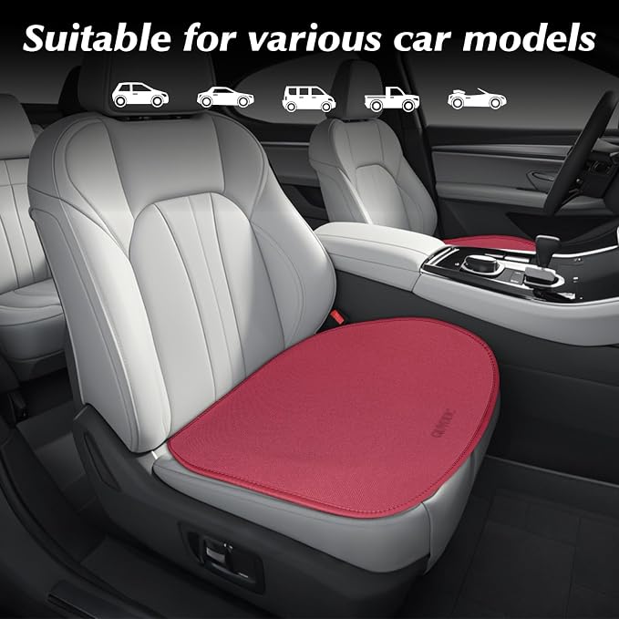 2PCS Car Seat Covers Cushion, for Car Seat Office Chair, Prevent Seat Dirt, Thin and Breathable, Do Not Affect Seat Ventilation Functions, with Non Slip Bottom, 20.5"x19.3" Red