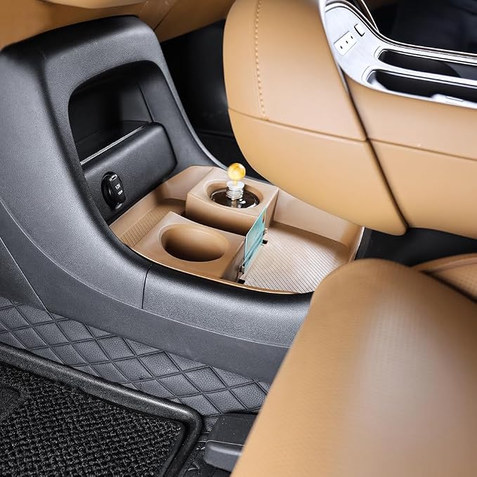 Compatible with 2026 Hyundai Palisade Center Console Organizer Compatible with Hyundai Palisade 2026 Accessories Console Tray, Console Armrest Stoage Box Cup Holder (7-Seat)-Brown