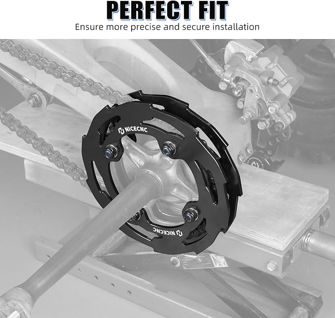 NICECNC Sprocket Guard Chain Cover Protector Compatible with Yamaha YFZ450R 2009 2010 2011 2012 2013-2023, YFZ450R SE 2009-2019 2020 2021 2022 2023, See Fitments Black