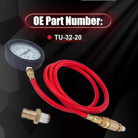 TU-32-20 Compuchek Diesel Fuel Pressure Test Gauge，0-300 psi，Compatible with Cummins Diesel Engines and Other Diesel Engines with Compuchek Test Ports, for Road Testing(6ft)