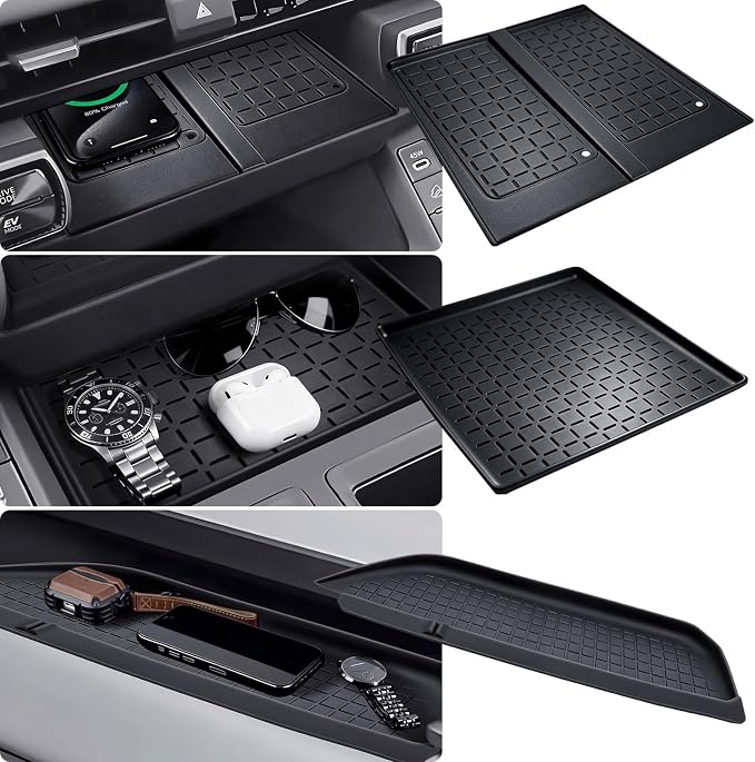 Wireless Charging Protective Mat & Center Console Storage Protective Mat & Passenger Storage Organizer Mat for Toyota RAV4 2026, Interior Accessories Anti-Slip Cover Pad for 2026 RAV 4, Black