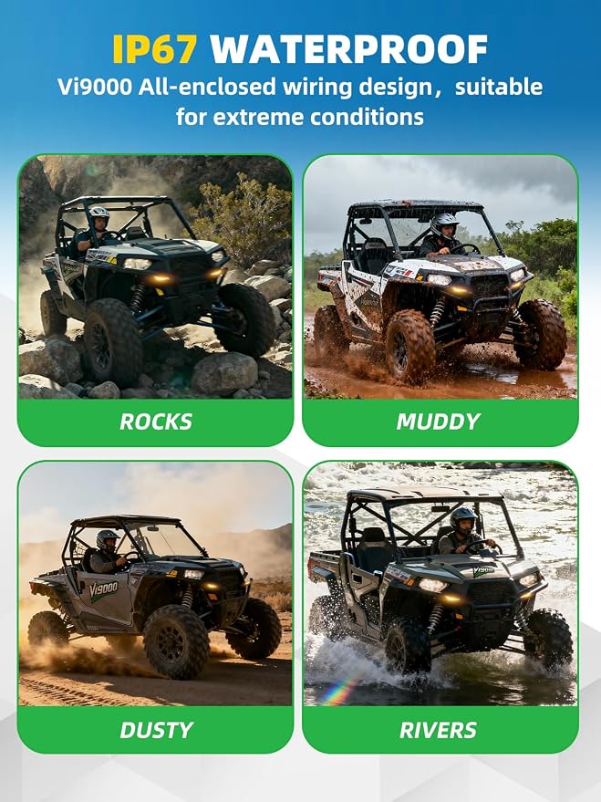 UTV Turn Signal Kit with 110D Horn, Pre-Wired Plug & Play UTV/ATV Universal Street Legal Blinker kit with 4 IN 1 Integrated Switch, Compatible with Polaris Can-Am CFMOTO for Side By Side
