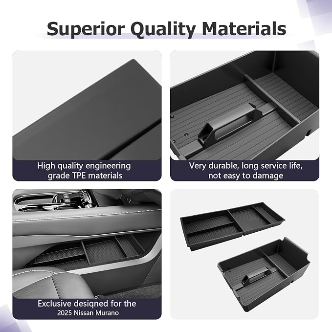 LUWU Center Console Organizer for 2025 2026 Nissan Murano SL/SV/Platinum Accessories Armrest Storage Box, Lower Console Organizers Murano 2026 Accessories 3-Pack