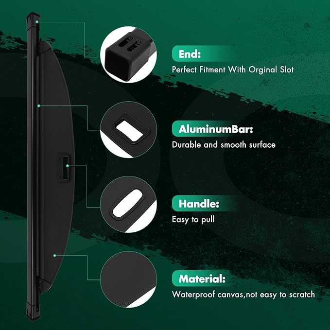 SCITOO Retractable Rear Cargo Cover Shade 2019-2023 Fit for Hyundai Santa Fe Accessories Rear Trunk Retractable Security Shade Shield Cover